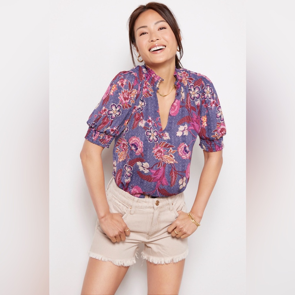 Evereve Purple Floral Blouse